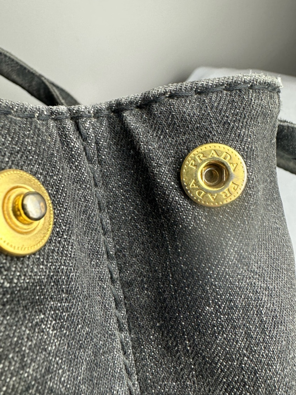 Prada Canapa Washed Black Denim Tote - Picture 14 of 16